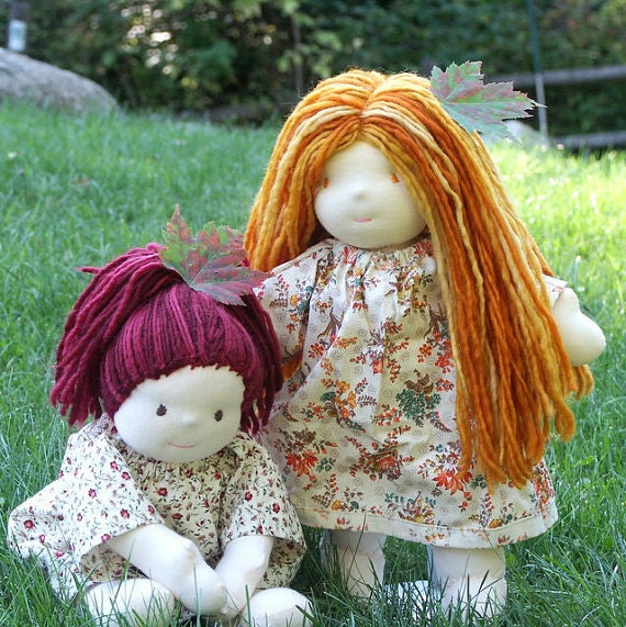 Large Waldorf Doll DISCOUNT PACKAGE.... Complete Waldorf inspired doll pattern and tutorial package for doll with hair and dress