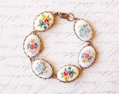 LAST ONE Flower Cameo Bracelet Floral Cameo Bracelet Victorian Cameo Bracelet Jane Austen Bracelet Cute Adorable Elegant Romantic Whimsical
