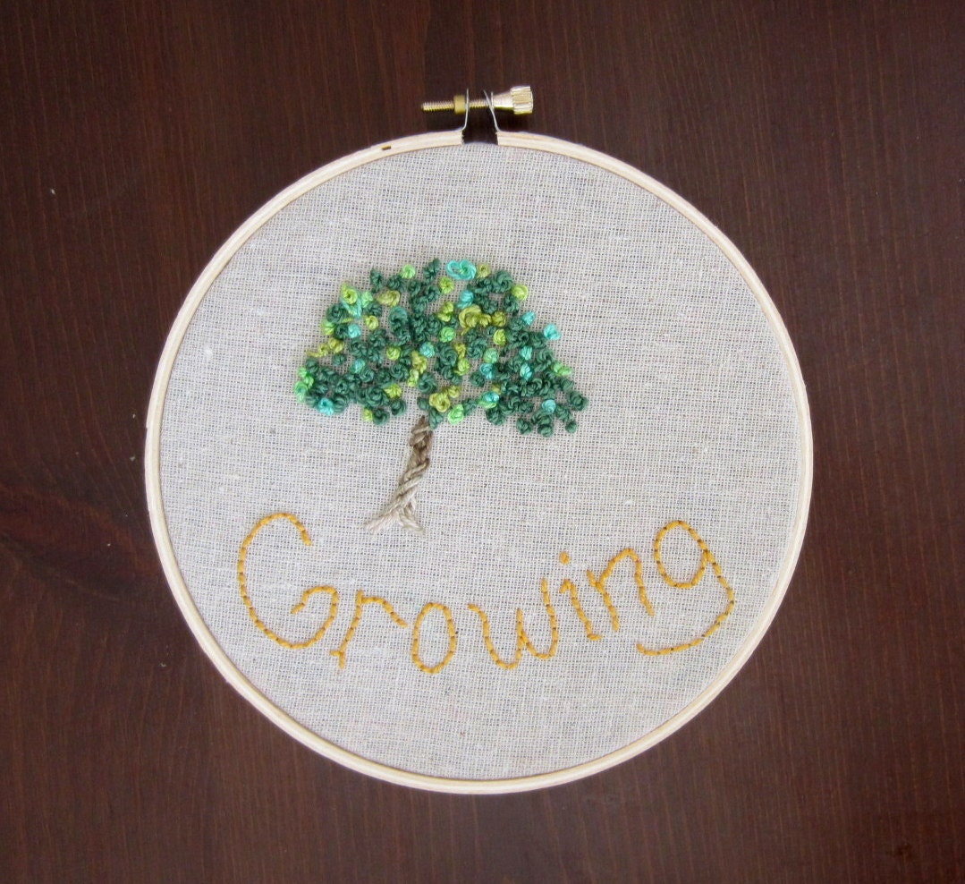 Embroidery Nursery Art - Growing Tree Hand Embroidery Hoop Art / Baby Wall Decor / Babiease Baby Boutique