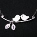 Bird on the branch,Kissing birds necklace,two leaf initial,couple,Mother and baby, Valentine Gift,Family Tree Necklace,simple daily Jewelry
