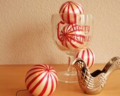 Silver Avon Dove, Mid Century Goblet, and Peppermint Ornaments - Christmas Decor Trio