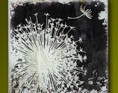 Dandelion Profusion Handmade Glass and Wood Wall Blox from Upcycled Dictionary page book art - WilD WorDz - Dandilion 3 of 4 Believe