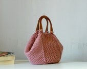 Knitting Tote, women fashion Fall fashion color, knit purse, autumn fashion color powder pink - gifts idea autumn Bag