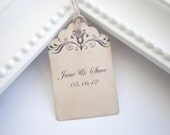 Personalized Wedding Favor Tags, Favor Tags, Vintage Style Wedding Tags, Set Of 10