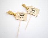 Vintage Style Eat Me Cupcake Picks - Tea Party Decorations - Set Of 10