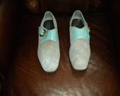 Vintage 50s Mens Blue Suede Shoes, size 11 1/2 - 12