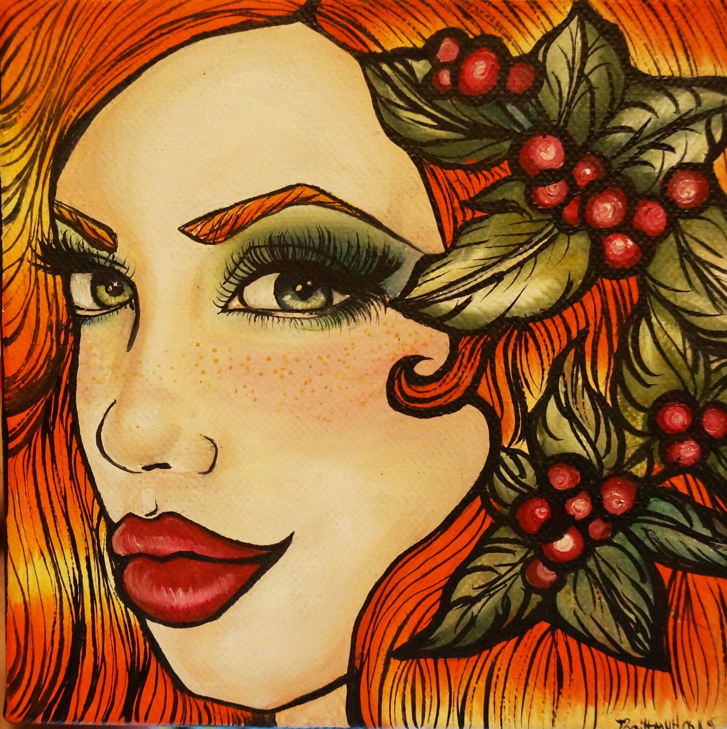 Christmas Decoration Mistletoe Tattoo Art by Pajamasquid on Etsy