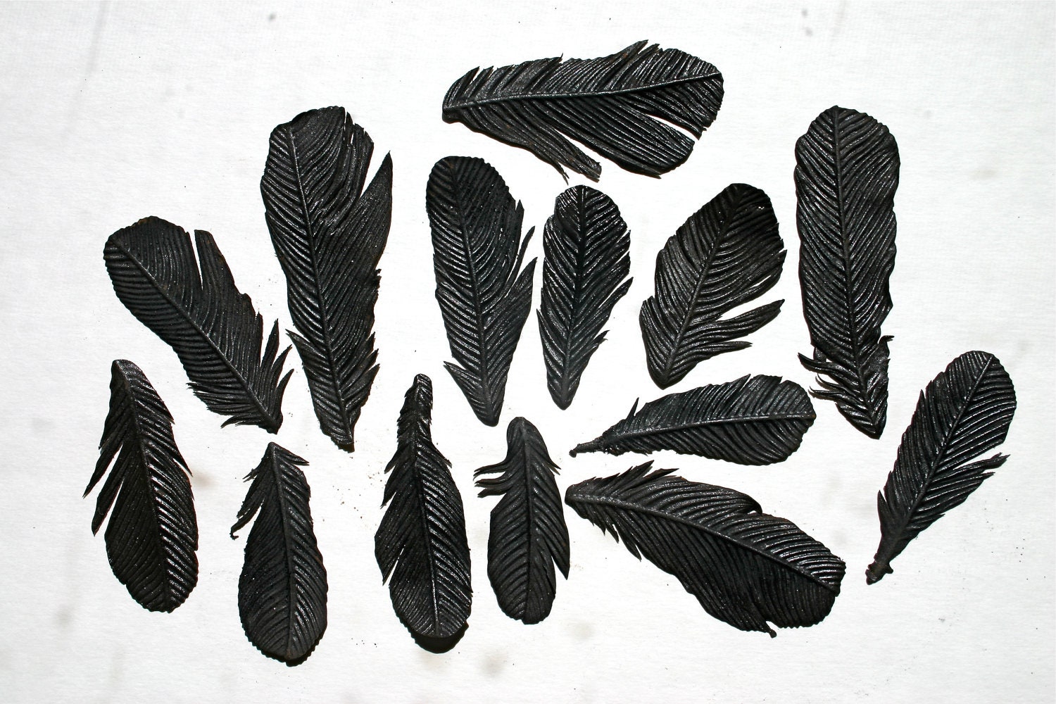 Edible Black Bird Feathers -Chocolate Flavor -12 -Confection Embellishment -Bride's Magazine Winter 2013