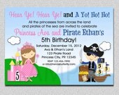 Princess Pirate Birthday Invitation Princess and Pirate Party Invitation Twins Siblings Printable Il_170x135
