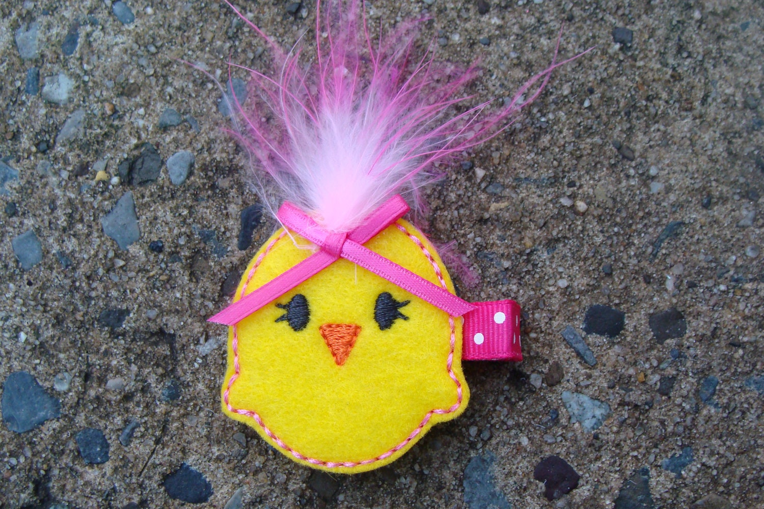 Embroidered Felt Chick Hair Clip Embroidered Hair Clip