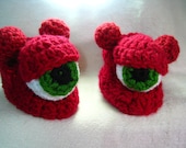 crochet slippers, monster slippers, cyclops, booties, children, sample sale