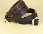 Your favorite quote --- custom engraved leather buckle bracelet THE TWAIN