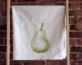 Pear Flour Sack Towel - XL White Deluxe Towel - Hand Screen Printed