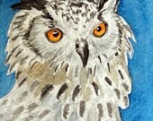 Owl Art- "Courage"  - ACEO Watercolor Painting