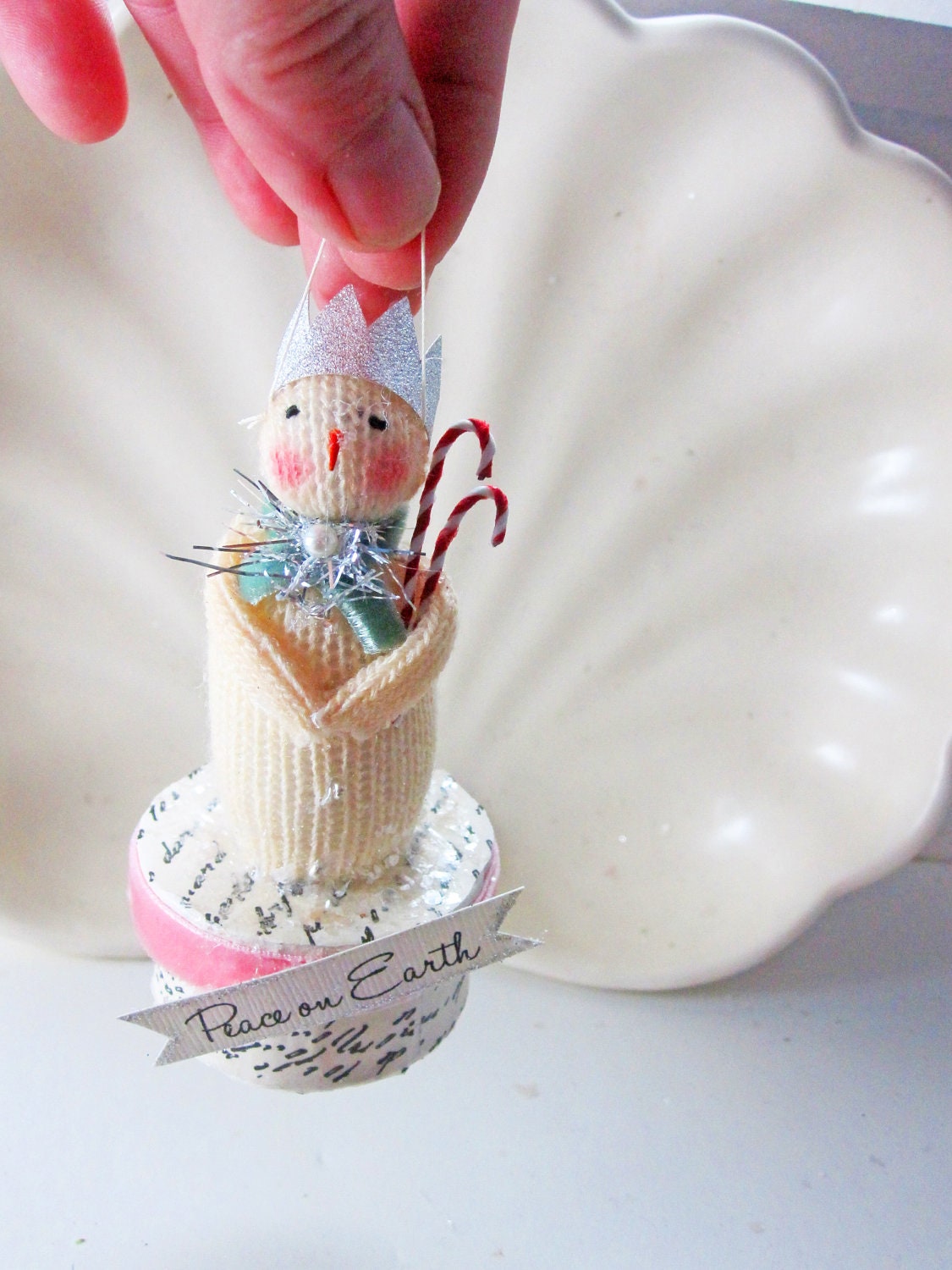 Peace on Earth Tiny Work of Art Vintage Inspired Snowman No. 4