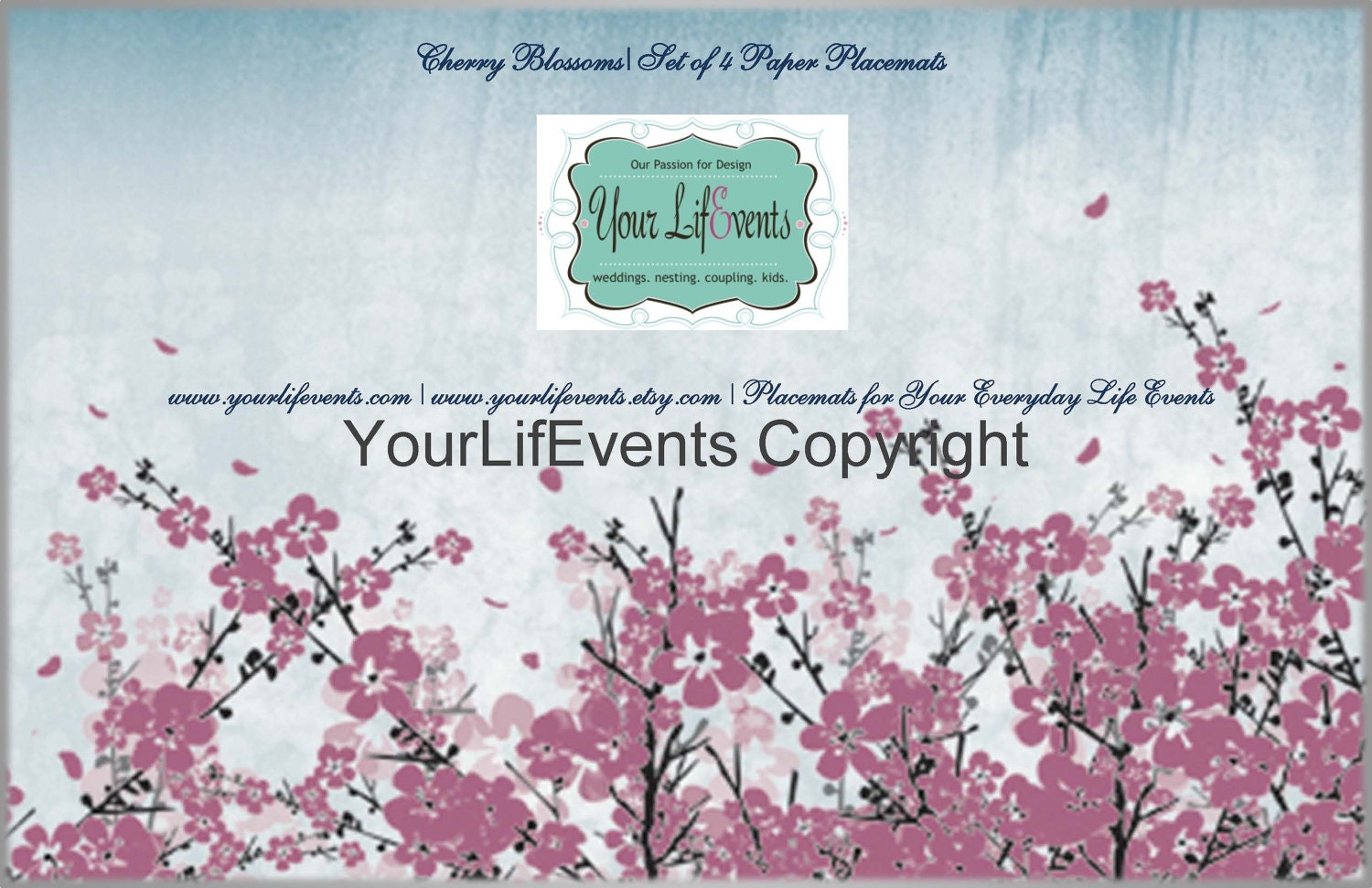 Cherry Blossom Placemats / Printable Disposable Placemats / Instant Download Party Graphics DIY Printable Placemats Il_170x135