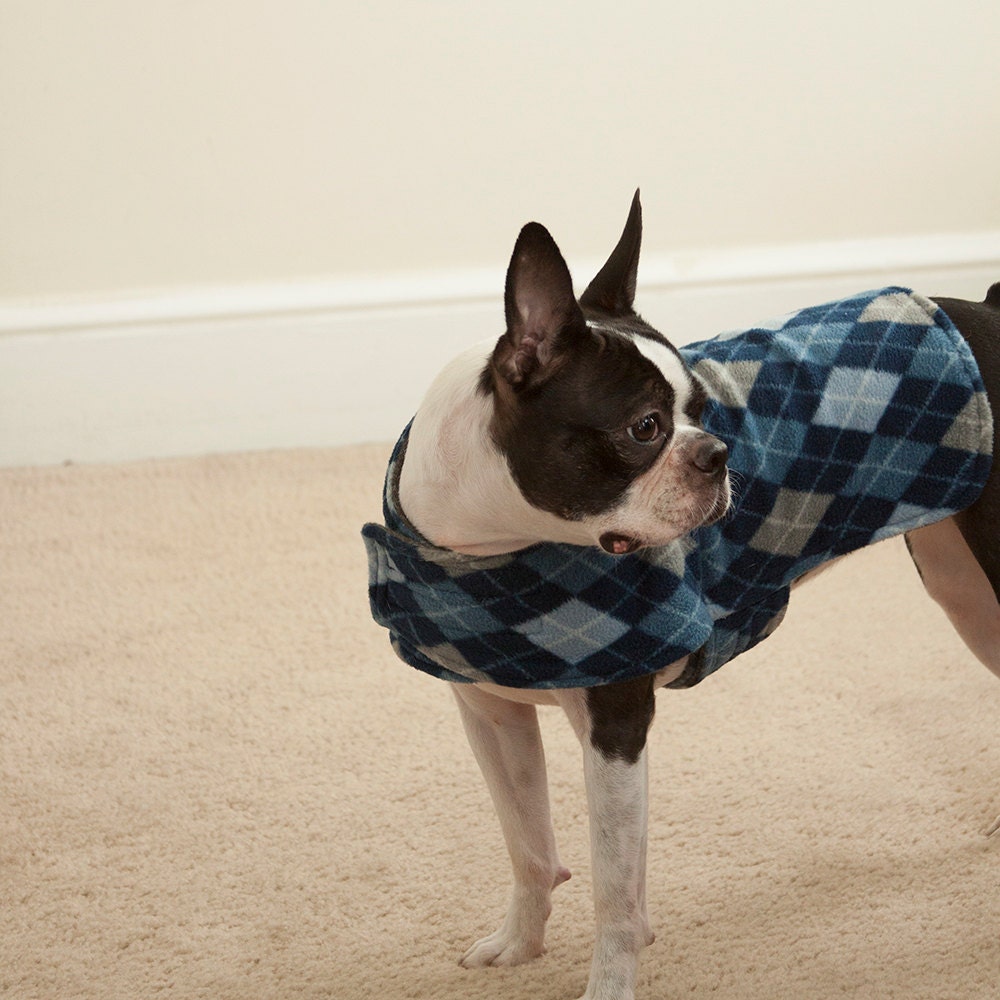 Blue Gray Argyle Coat Reversible - Free Shipping World Wide