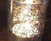 Set of 10 MERCURY GLASS SILVER Speckled Glass Candle Holders Votive Holder Candleholder Tea Light  Vintage Wedding 2.5 Winter Christmas