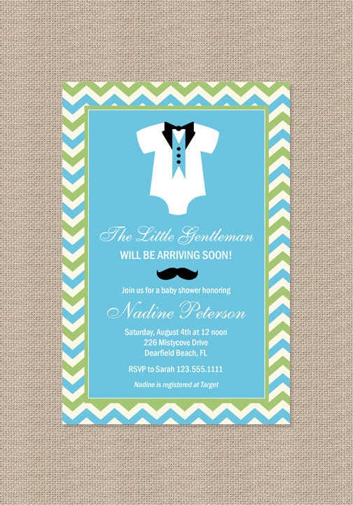 Little Man Mustache Baby Shower Invitations