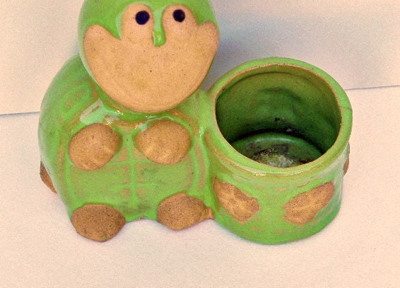 Vintage Ceramic Turtle Desktop Container Planter on Etsy by EdibleComplex