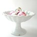 Vintage Fruit Bowl, White Compote, Cottage Chic  Antique Ironstone Pedestal Bowl