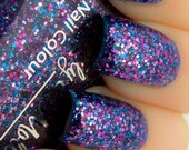 Nail polish - "Warrior Princess" pink, blue and purple glitter in a sheer purple base