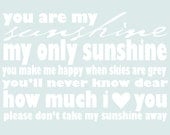 You Are My Sunshine 8x10 Print in Your Choice of Color - 33 colors available