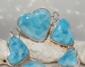 Larimar hearts bracelet, Sea of Turquoise Love - marvelous tropical turquoise Larimar matched gemstones