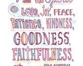 Christian Wall Art Print. Galations 5:22-23 Bible Scripture.