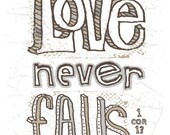 Wall Art Print. 1 Corinthians 13:8 Bible Scripture.