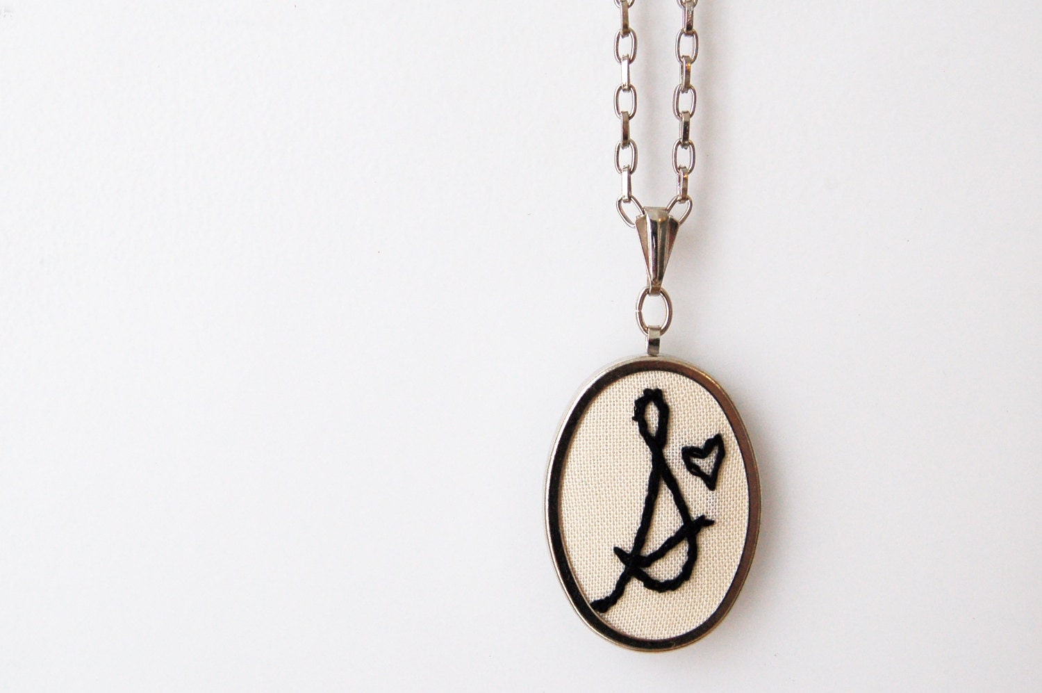 Embroidered Initial Necklace. Bridal Necklace. Husband, Fiance's Initial.  Unique Bridal Jewelry. by Merriweather Council on Etsy.