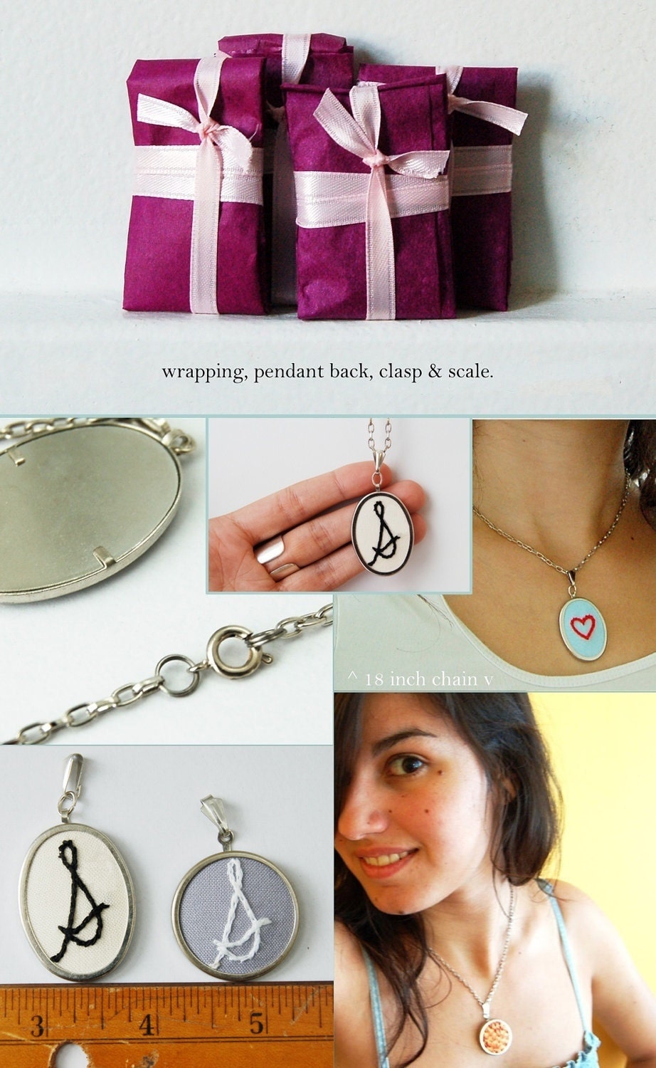 Embroidered Initial Necklace. Handmade by merriweathercouncil on Etsy.