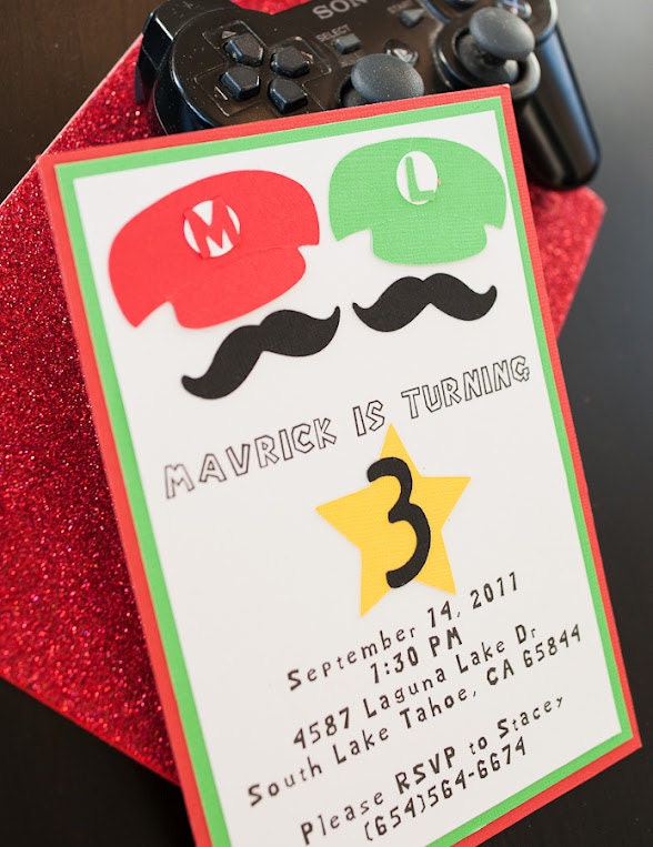 Mario and Luigi Birthday Invitation