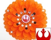 Rebel Alliance Orange Penny Blossom Rhinestone Flower Barrette