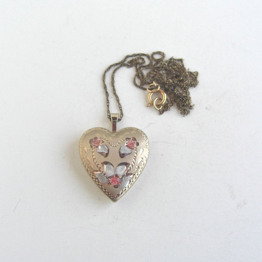 Heart Double Picture Locket Pendant Necklace -14K Gold Filled