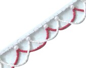FREE SHIPPING White Fringe Trim Pearl Beaded Border Lace Sewing Craft India By The Yard - FRT65B