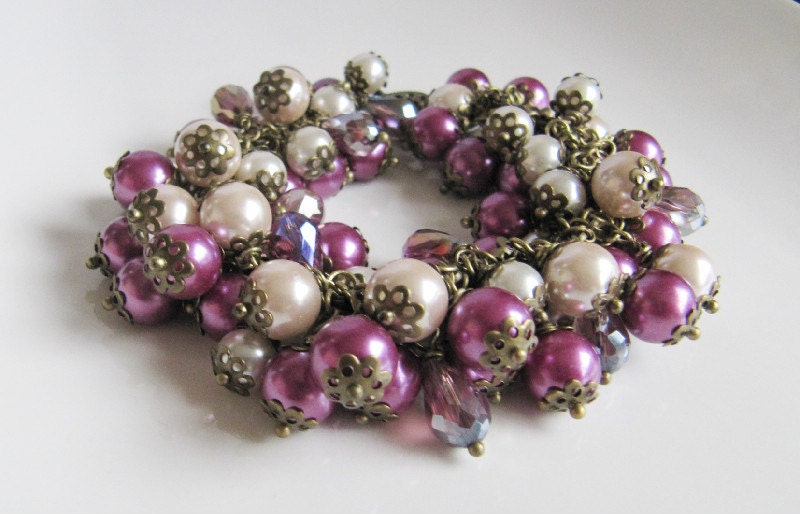 Jewelry set, Beadwork bracelet, jewelry, chunky bracelet, dangle earrings, purple bracelet, jewelry set, pearl bracelet, romantic jewelry