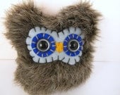 Trey the plush horned owl miniature dark grey blue stuffed animal