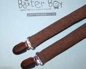 Brown Heather polyester suspenders for little boys - photo prop, wedding, ring bearer, accessory