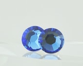 SALE 15% OFF Blue Sapphire Handmade Swarovski Crystal Post Earrings - Sterling Silver