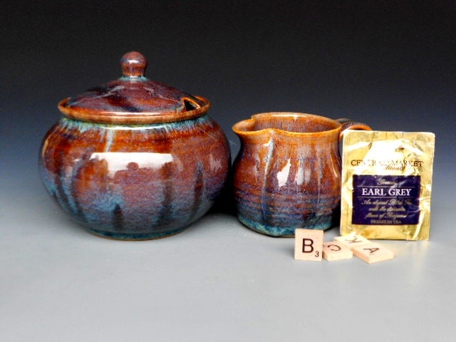 Cream and Sugar. Purple Red Glaze B