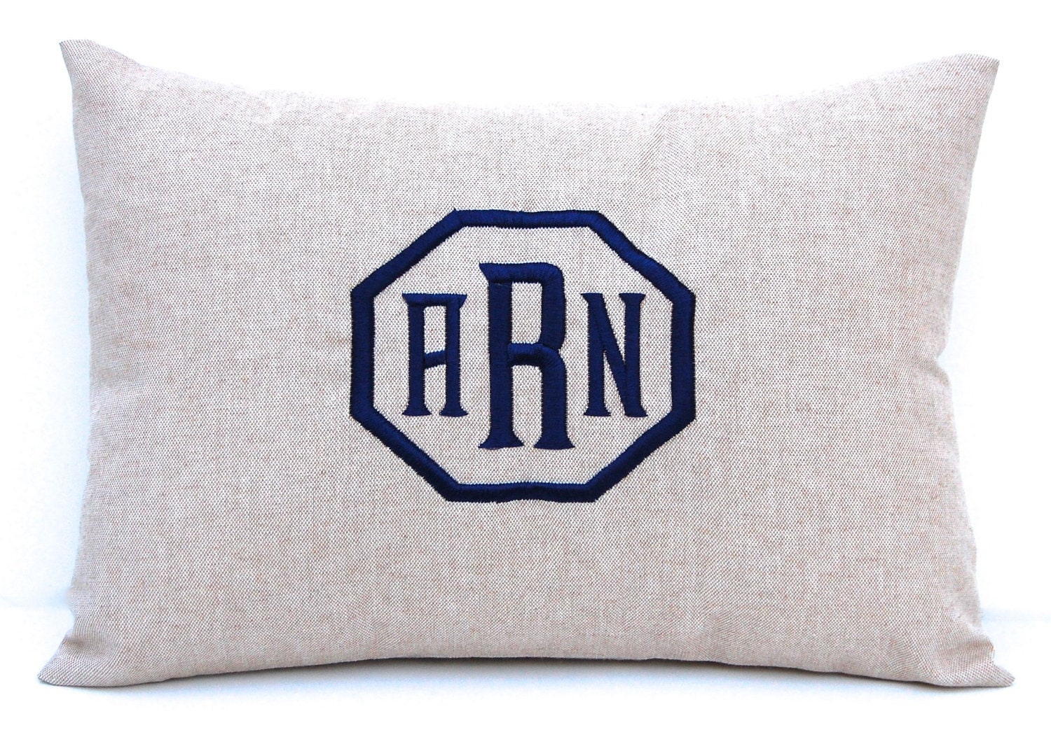 MEMORIAL DAY SALE Monogrammed Pillow Linen Pillow Cover Monogram with Insert Embroidered Monogram 12 x 16 Personalized Gift Nursery Decor B