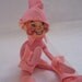 Vintage 1987 Annalee Pink Elf Doll - Annalee Mobilitee Dolls - Shabby Chic Christmas Decor