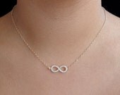 Infinity - Sideways Cz Infinity Necklace, Gold Figure Eight, Everlasting Love, Love, Gift, BFF, Wife, Forever Gift