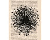 dictionary art vintage big DANDELION no. 3 floral print - vintage art book page print - dandelion flower blowing in the wind - ExLibrisJournals