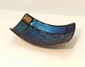 Black Iridescent Oblong Glass Bowl