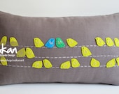 Sukan / Birds Linen Pillow Cover - Lumbar Pillow Cover - Nursery Decor  - Decorative Pillows - Decorative Throw Pillows