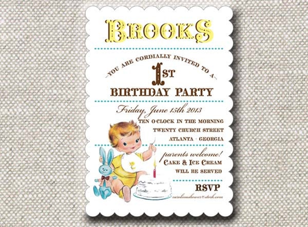 Invitation . Vintage First Birthday Collection . by Loralee Lewis