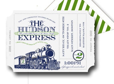 Invitation . All Aboard Train Party Collection . by Loralee Lewis