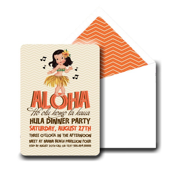 Invitation . Aloha Girl Hawaiian Beach Luau Collection . by Loralee Lewis